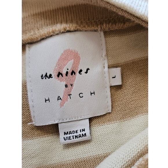 The Nines by Hatch Long Sleeve Maternity Blouse Women Size L White Tan Striped - Picture 6 of 7